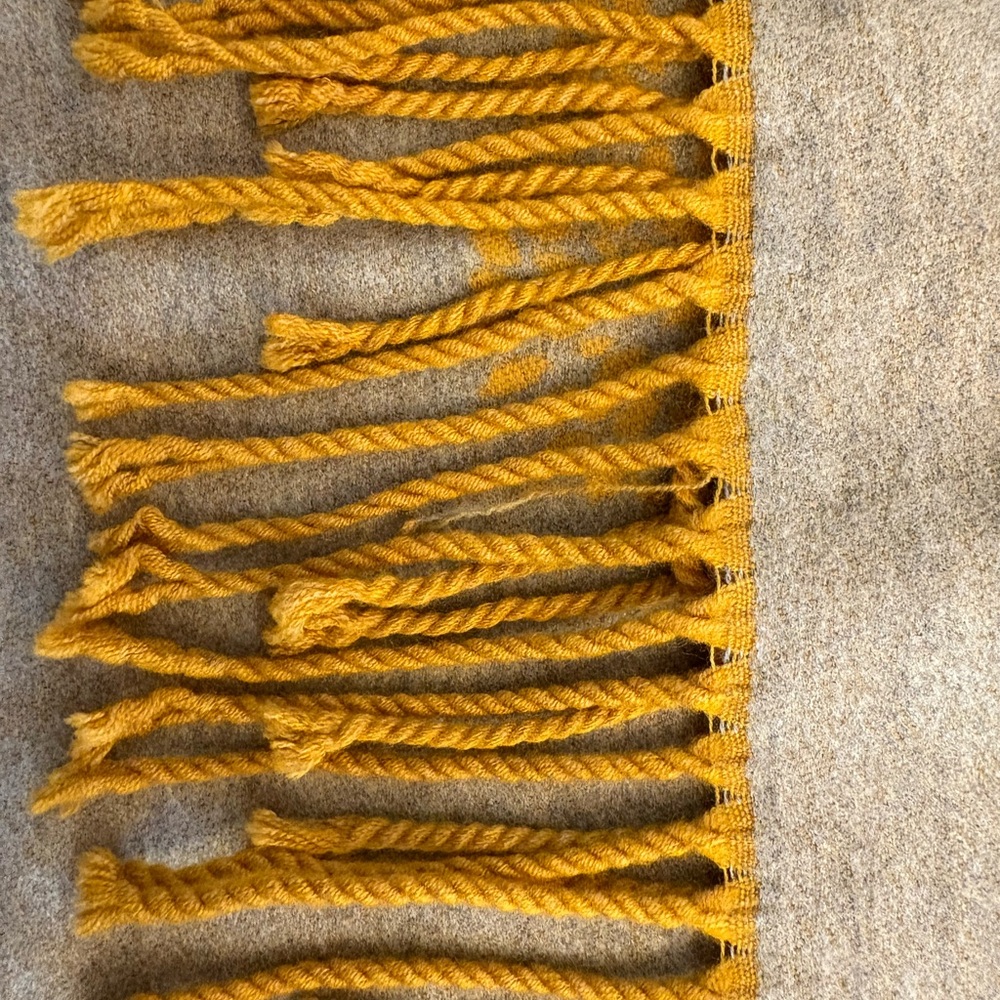 Yellow And Gray Reversible Tree Pattern Scarf - image 7